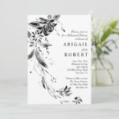 白黒の花のリハ結婚ーサルディナー 招待状 (スタンド正面)