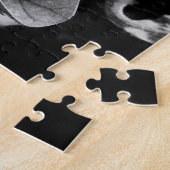 白黒の花の写真 ジグソーパズル (側面)