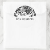 白黒の花の名前点々のあるバッジのシール ラウンドシール (バッグ)