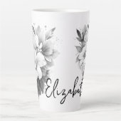 白黒の花の名前 カフェラテマグ (正面)