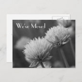 白黒の花の新しい住所 案内ポストカード (正面/裏面)