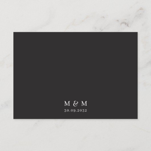 白黒の花の結婚式の受信情報 エンクロージャーカード (裏面)