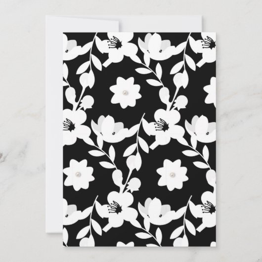白黒の花の誓いの更新結婚の日 招待状 (裏面)