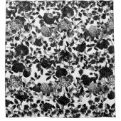 白黒の花のToileの庭 シャワーカーテン (正面)