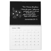 白黒の花アートライン聖句 カレンダー (1月 2026)