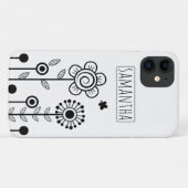 白黒の花シンプルと名前のフローラ Case-Mate iPhoneケース (裏面(横))