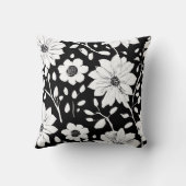 白黒の花シンプル継ぎ目模様 クッション (裏面)