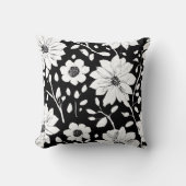 白黒の花シンプル継ぎ目模様 クッション (正面)
