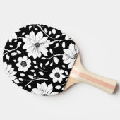 白黒の花シンプル継ぎ目模様 卓球ラケット (横)