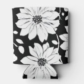 白黒の花シンプル継ぎ目模様 缶クーラー (裏面)