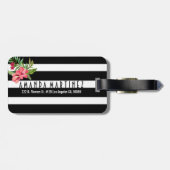 白黒の花ストライプとピンクの花 ラゲッジタグ (裏面横)