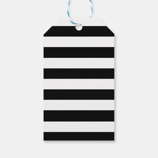 白黒の花ストライプの贈りラベル |黄色 ギフトタグ (裏面)