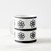 白黒の花ストライプ柄 コーヒーマグカップ (正面左)