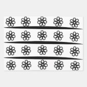 白黒の花ストライプ柄 ラッピングペーパーシート (正面3)