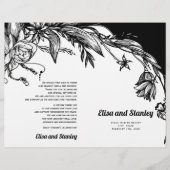 白黒の花タイポグラフィ折りプログラム (正面)