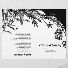 白黒の花タイポグラフィ折りプログラム