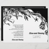 白黒の花タイポグラフィ折りプログラム (正面/裏面)