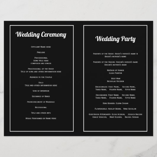 白黒の花タイポグラフィ折りプログラム (裏面)