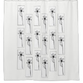 白黒の花フローラシャワーカーテン シャワーカーテン (正面)