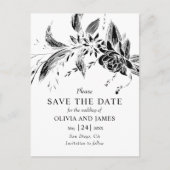 白黒の花フローラ保存日 ポストカード (正面)