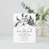 白黒の花フローラ保存日 ポストカード (スタンド正面)