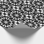 白黒の花マンダラモザイクパターン ラッピングペーパー (角)