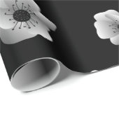 白黒の花ミニマルエレガントリストパターン ラッピングペーパー (ロールコーナー)