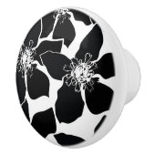 白黒の花モダンフローラエレガント セラミックノブ (右)