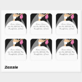 白黒の花嫁と花婿の住所スクエアステッカー スクエアシール (シート)