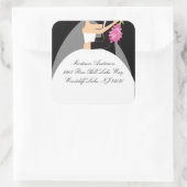 白黒の花嫁と花婿の住所スクエアステッカー スクエアシール (バッグ)