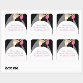 白黒の花嫁と花婿の住所スクエアステッカー スクエアシール (シート)