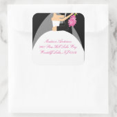 白黒の花嫁と花婿の住所スクエアステッカー スクエアシール (バッグ)