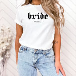 白黒の花嫁 | ゴシッククール文字 トライブレンドＴシャツ<br><div class="desc">このスタイリッシュ花嫁の白いシャツは、トレンディーブラックのゴシックまたは旧英語のスタイル文字を備えている。</div>