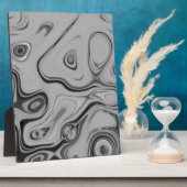 白黒の花崗岩の大理石カラーアートデザイン フォトプラーク (側面)