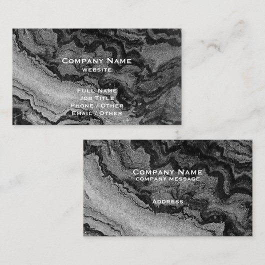 白黒の花崗岩名刺 名刺 (正面/裏面)