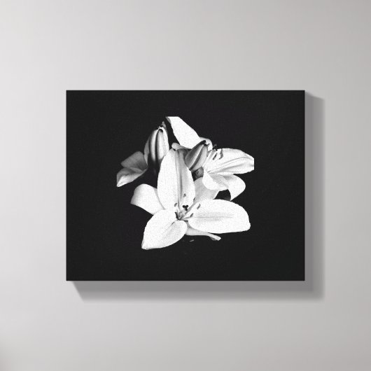 白黒の花引きキャンバス印刷 キャンバスプリント (正面)