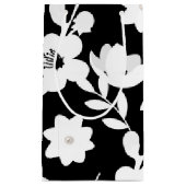 白黒の花柄と真珠 スモールペーパーバッグ (正面)