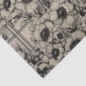 白黒の花柄の切り離し 薄葉紙 (詳細)