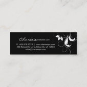 白黒の花柄の渦巻の名刺のしおり3 スキニー名刺 (裏面)