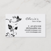 白黒の花柄の渦巻の名刺 名刺 (裏面)