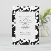 白黒の花柄ブライダルシャワー 招待状 (スタンド正面)