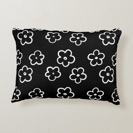 白黒の花柄 アクセントクッション (裏面)