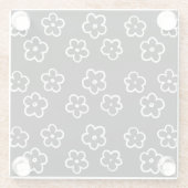 白黒の花柄 ガラスコースター (裏面)