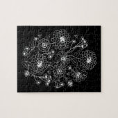 白黒の花柄 ジグソーパズル (横)