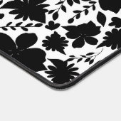 白黒の花柄 デスクマット (コーナー)