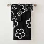 白黒の花柄 バスタオルセット (インサイチュ)