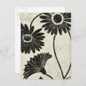 白黒の花柄 ポストカード (正面/裏面)