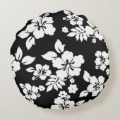 白黒の花柄 ラウンドクッション (裏面)