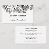 白黒の花柄 名刺 (正面/裏面)