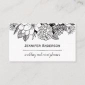 白黒の花柄 名刺 (正面)